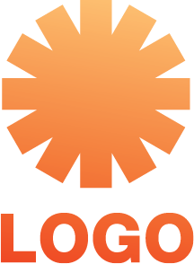 An orange logo example in abstract star shaped form

